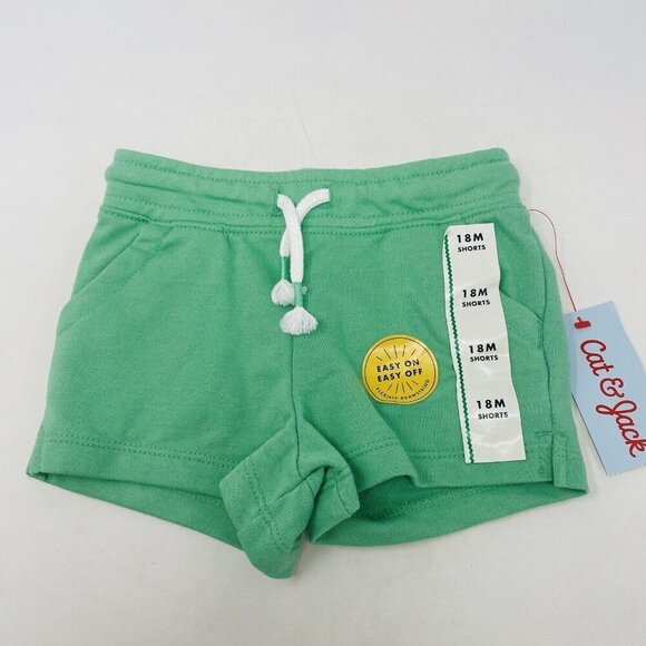 Cat & Jack Baby Girls Size 18 Months Drawstring Knit Shorts in Green 2543 - Picture 1 of 6